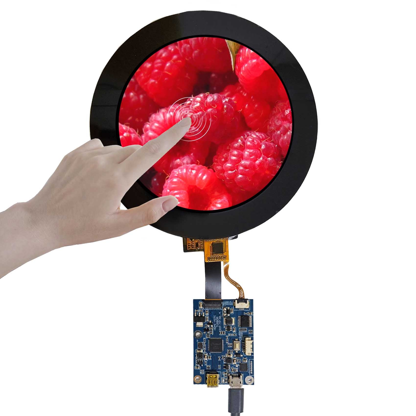 HD LCD Controller Board With 4" Round LCD 720X720 Capacitive Touch LCD Screen
