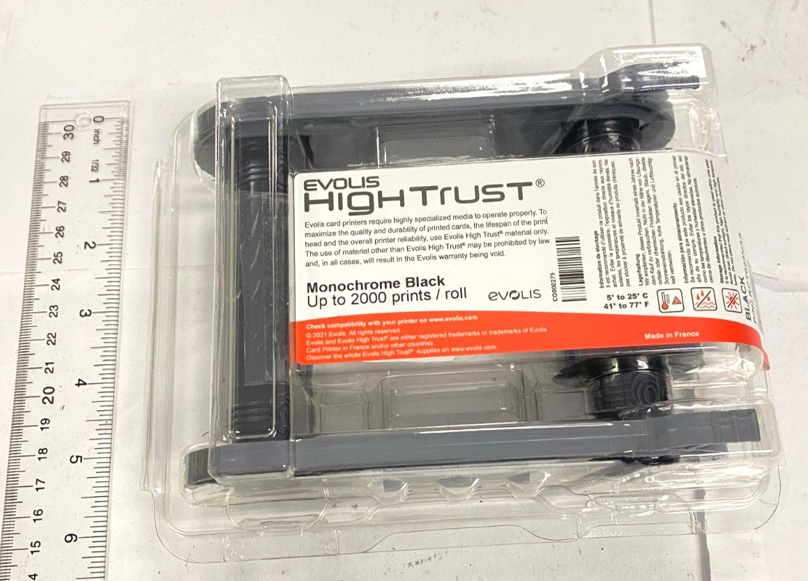 Evolis High Trust Monochrome Black 2000 Prints / Roll CO000275 New