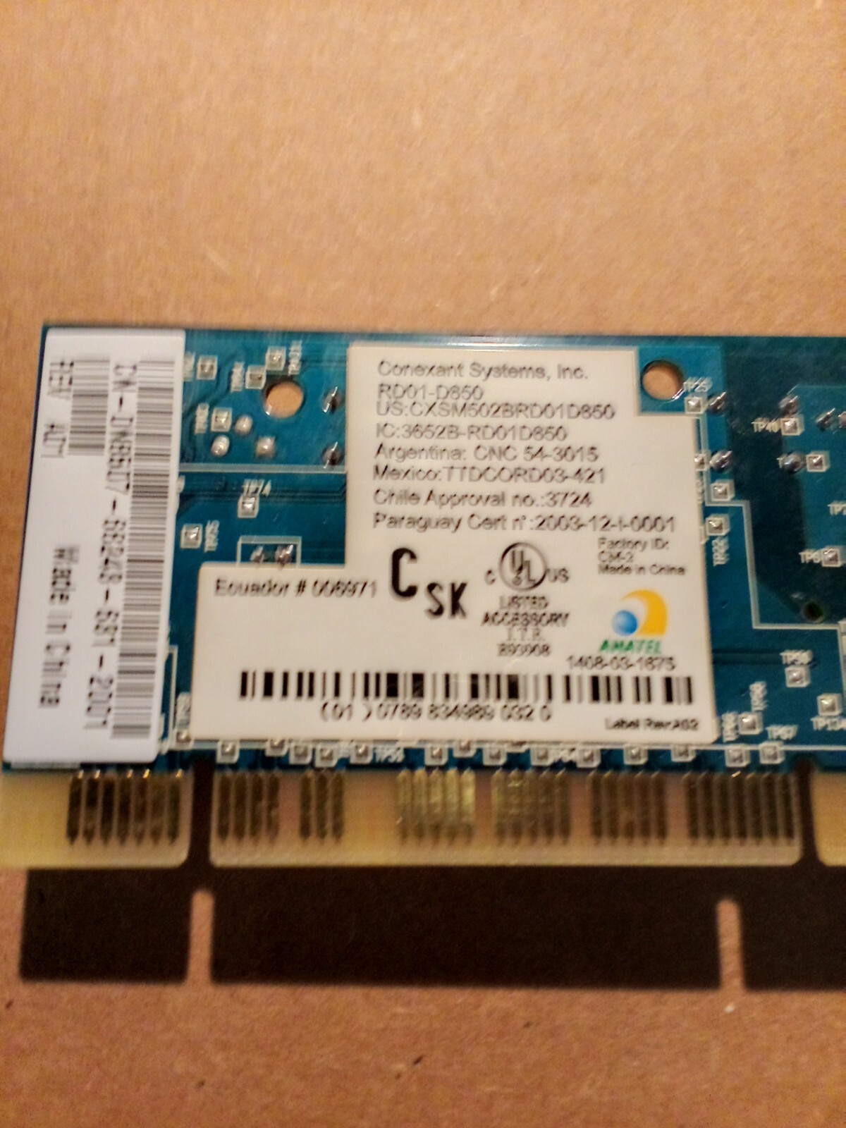 Conexant RD01-D850 REV A01  56k v.92 Mbps Fax Modem PCI Card Dial Up Internal