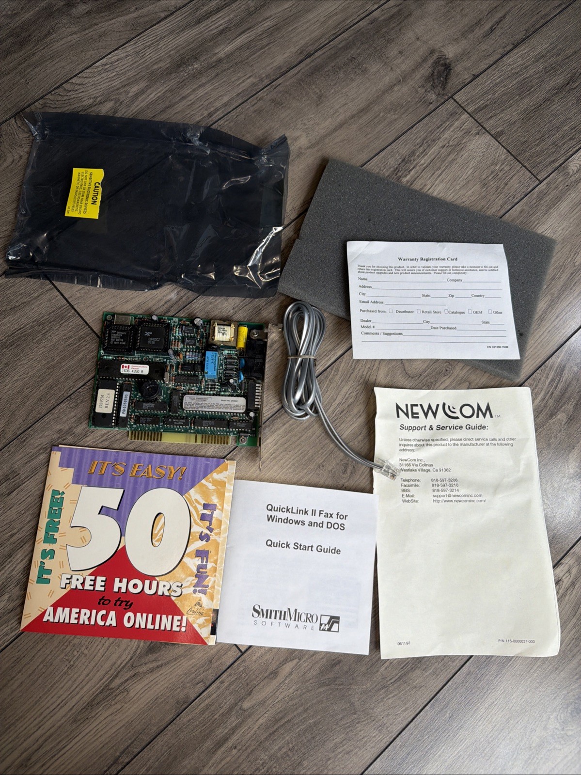 Vintage Digitan ISA Fax Modem Card NewCom Kit w/ Disk QuickLink II AOL 50 Hours