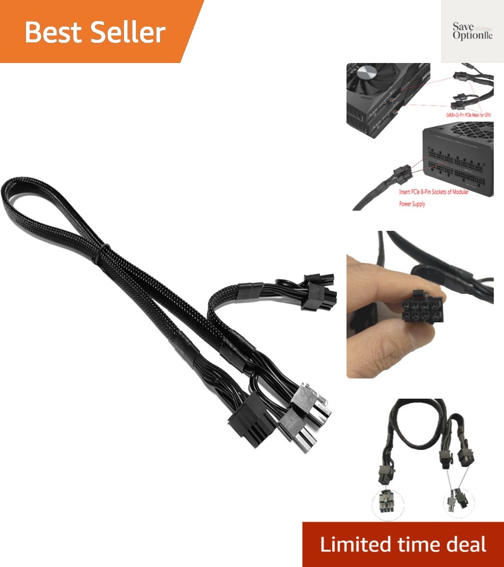 Durable 24-Inch 8 Pin to Dual 6+2 Pin PCIe Cable for High-Performance GPUs