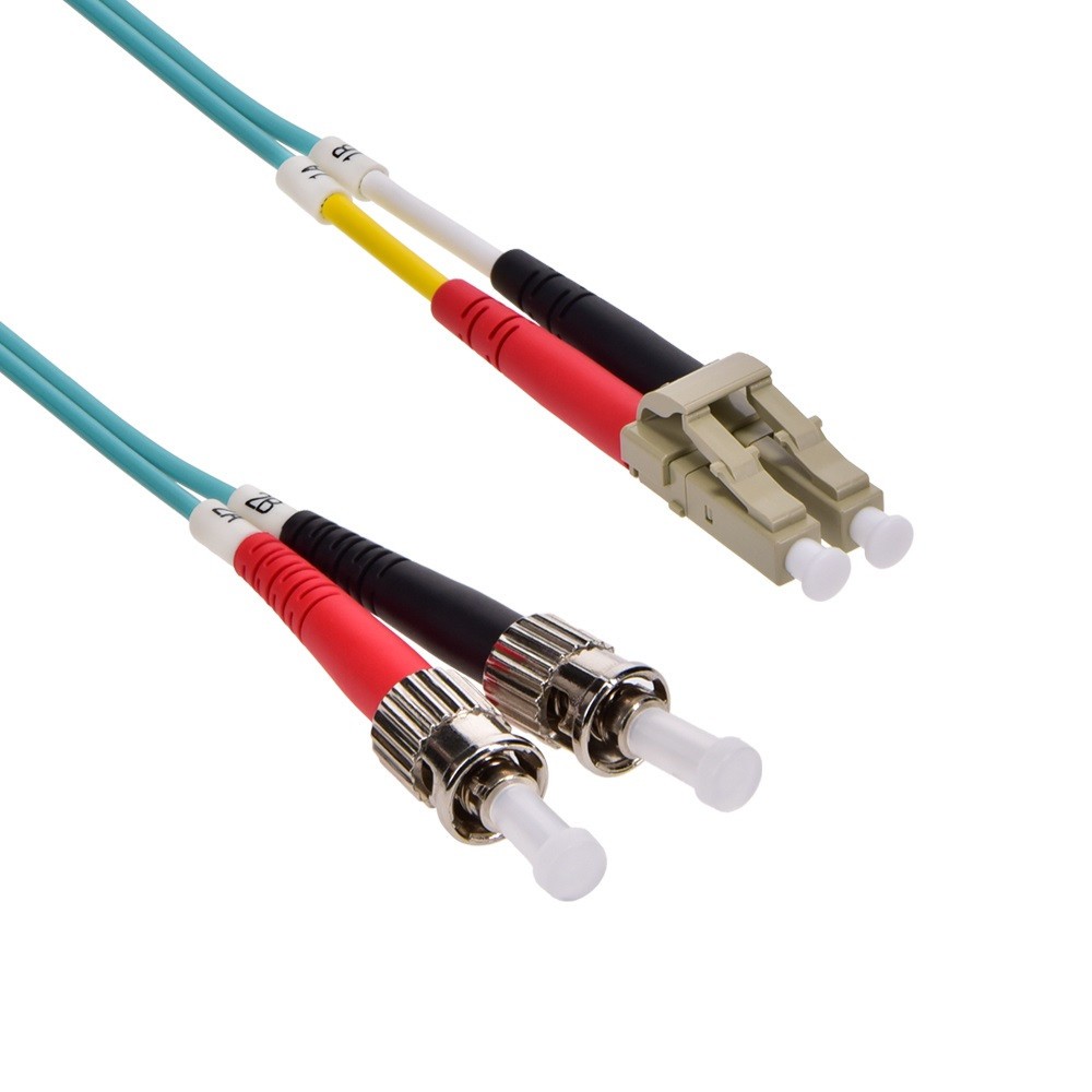 5M/16ft LC to ST Multimode OM3 Fiber Optic Cable 50/125 Duplex Aqua OFNR
