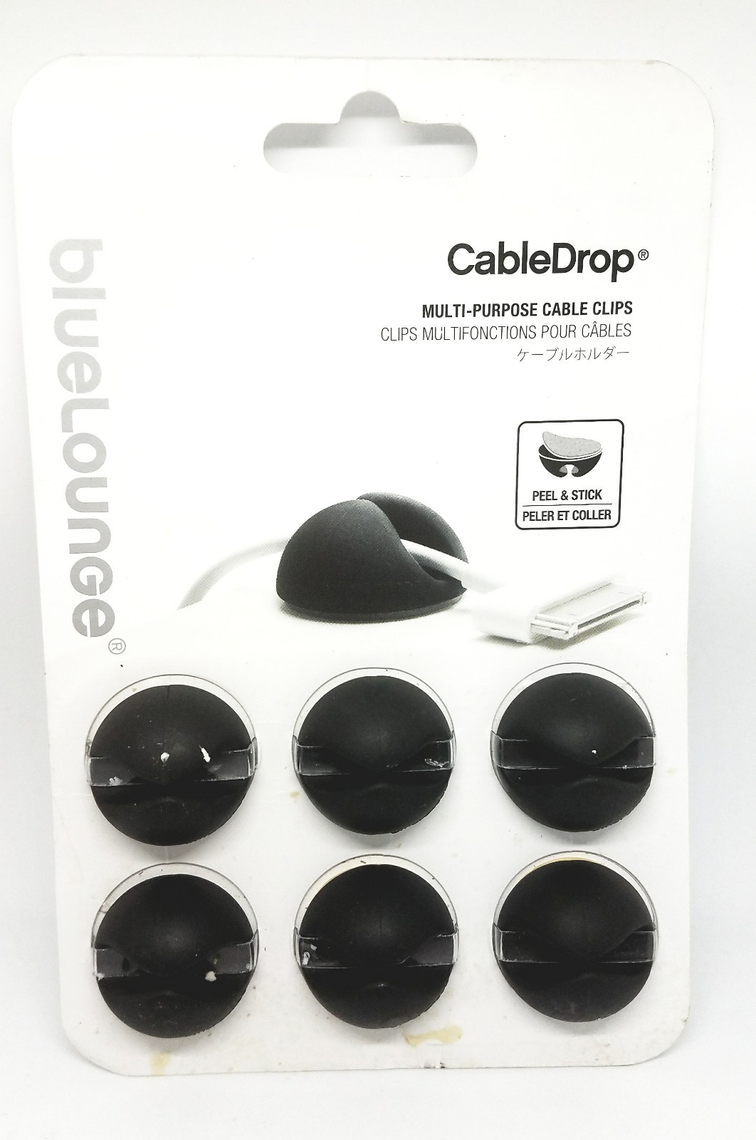 Bluelounge CableDrop Cable clips Black Multi Purpose Cable Clips