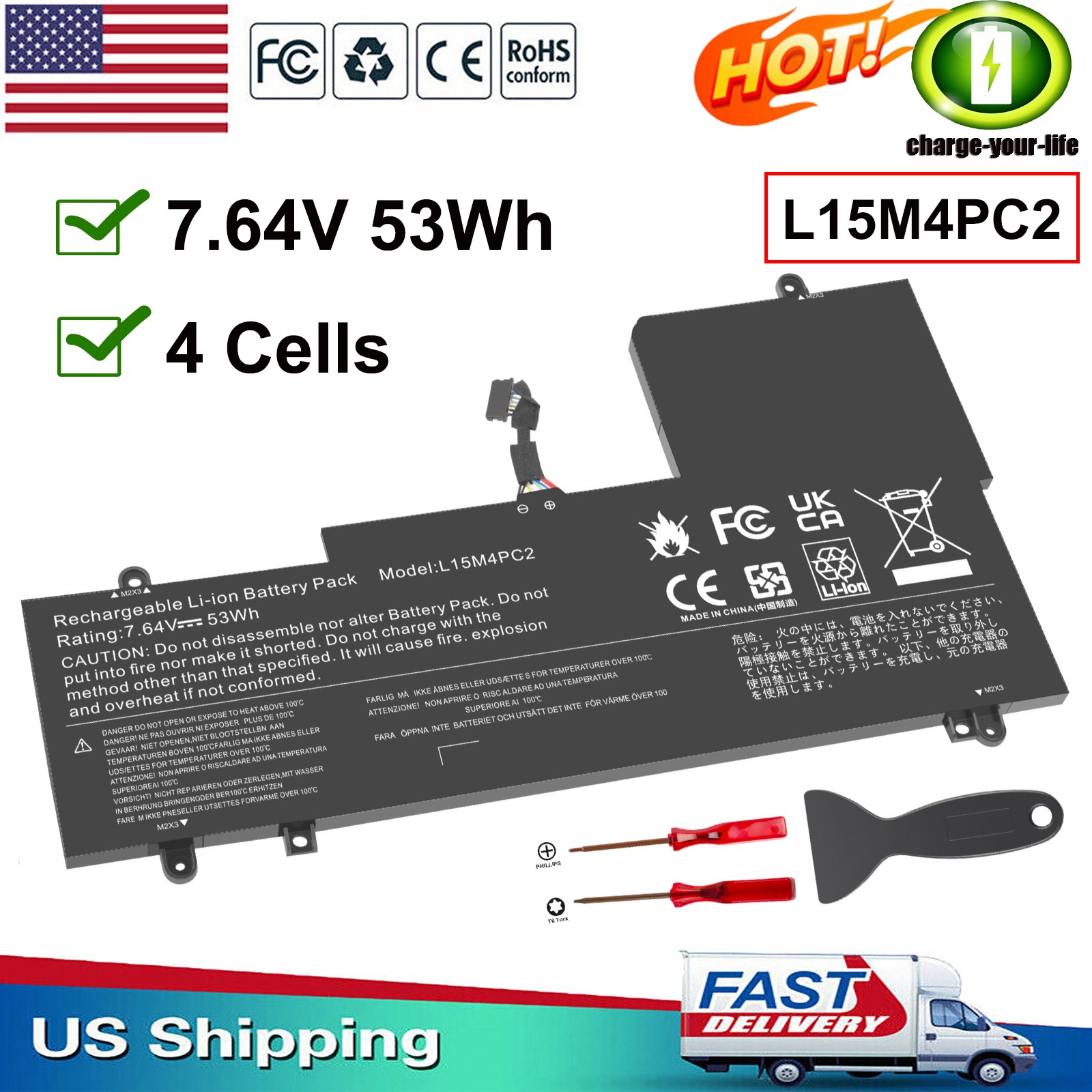 ✅L15M4PC2 L15L4PC2 Battery For Lenovo Yoga 710-14IKB 710-14ISK 710-15IKB 15ISK