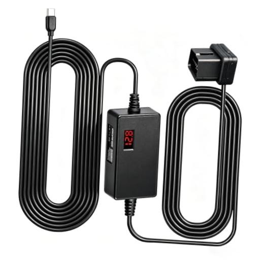 Dash Cam OBD Hardwire Kit Power Cable Type USB C Port | 10.5FT 12V-24V To