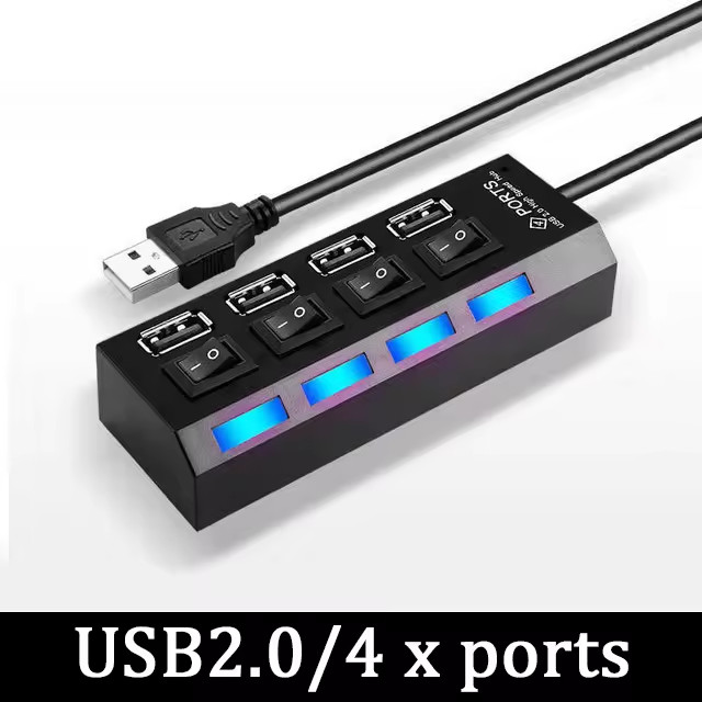 Adaptador USB 2.0 3.0 Multi puertos Splitter Hub Expansion Interfaz Cable 30CM