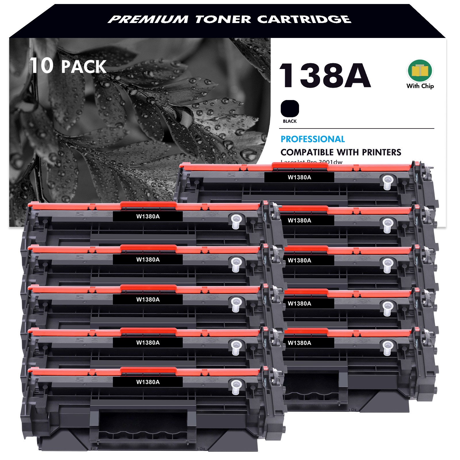 138A W1380A Toner with Chip Fits HP LaserJet Pro 3001dw 3001fdw MFP 3101fdw LOT