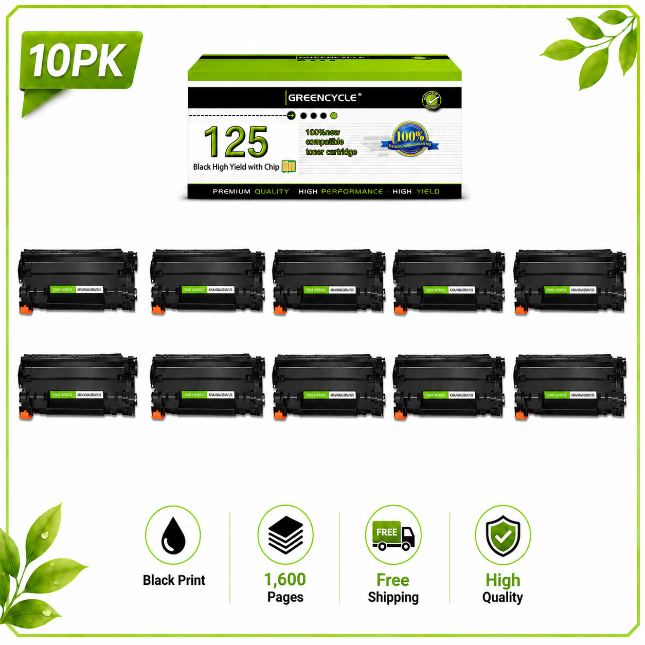 10Pack CRG-125 For Canon 125 Toner Cartridge ImageCLASS MF3010 LBP6000 LBP6030w
