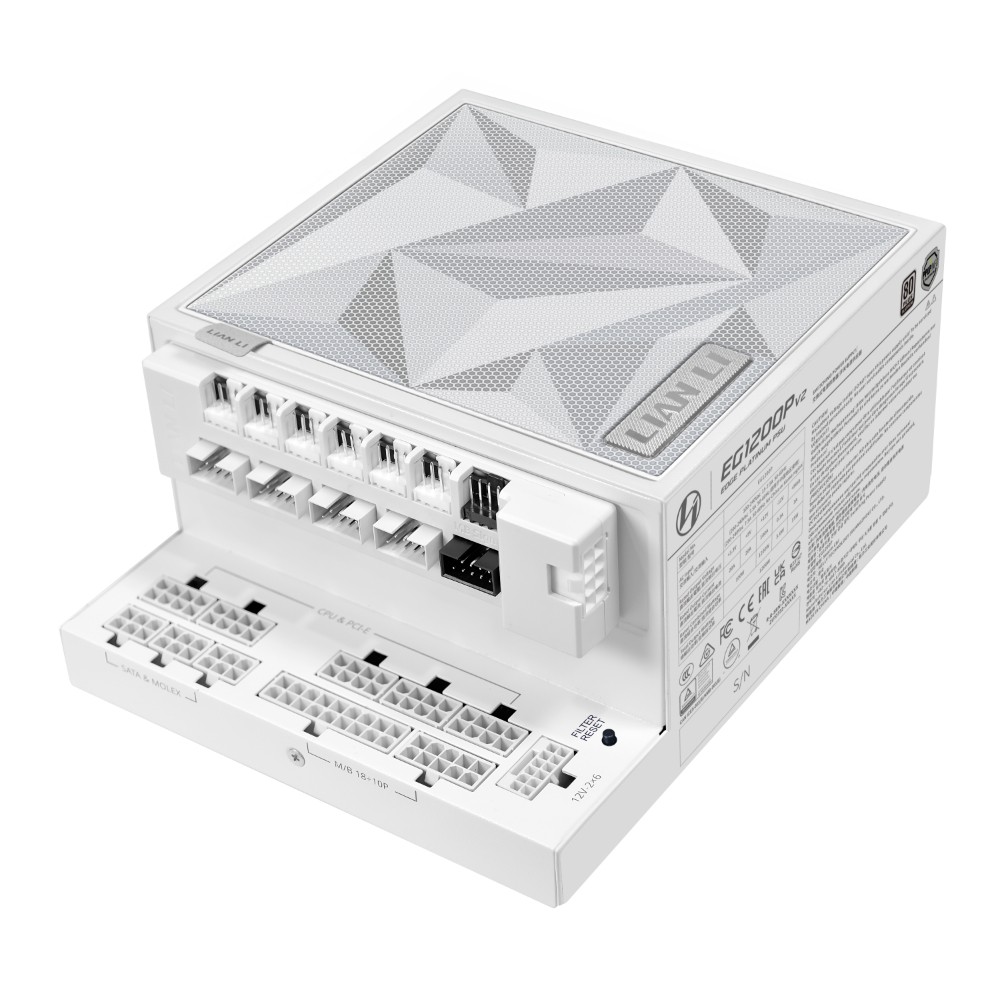 Lian Li Edge Platinum V2 1200W PSU, High Performance & Efficiency, EG1200P.WH,