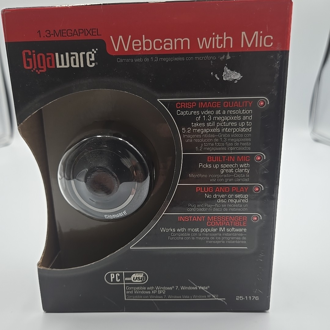 Gigaware 25-1177 1.3MP Webcam with Microphone Brand New Sealed Free-Shipping