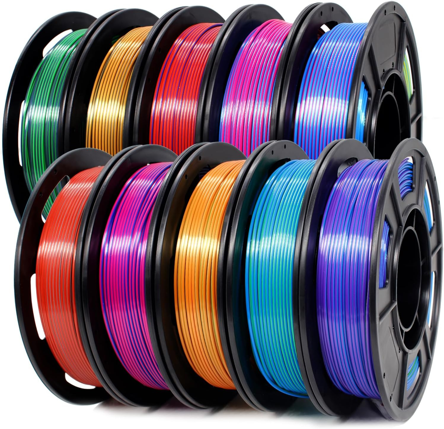 3D Printer Filament Bundle,1.75Mm Silk PLA Filament Multicolor 250G*10