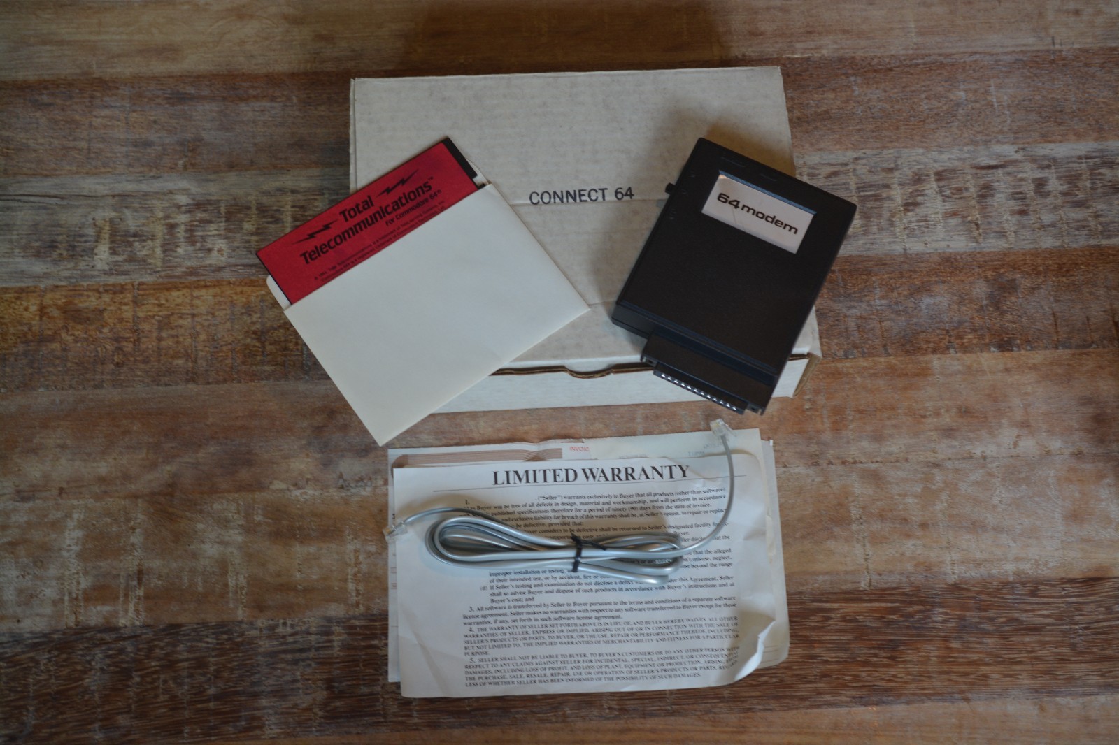 Vintage Total Telecommunications Modem cartridge and software For Commodore 64