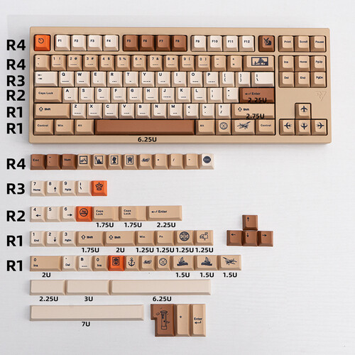 Retro Stamps Theme Keycaps 143Pcs/set PBT Cherry Profile