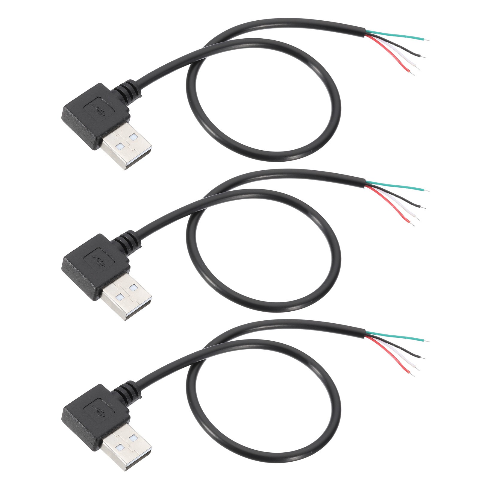 3pcs 1Ft USB Male to 4pin Pigtail Cable 28AWG Data Power Cords Right Angle