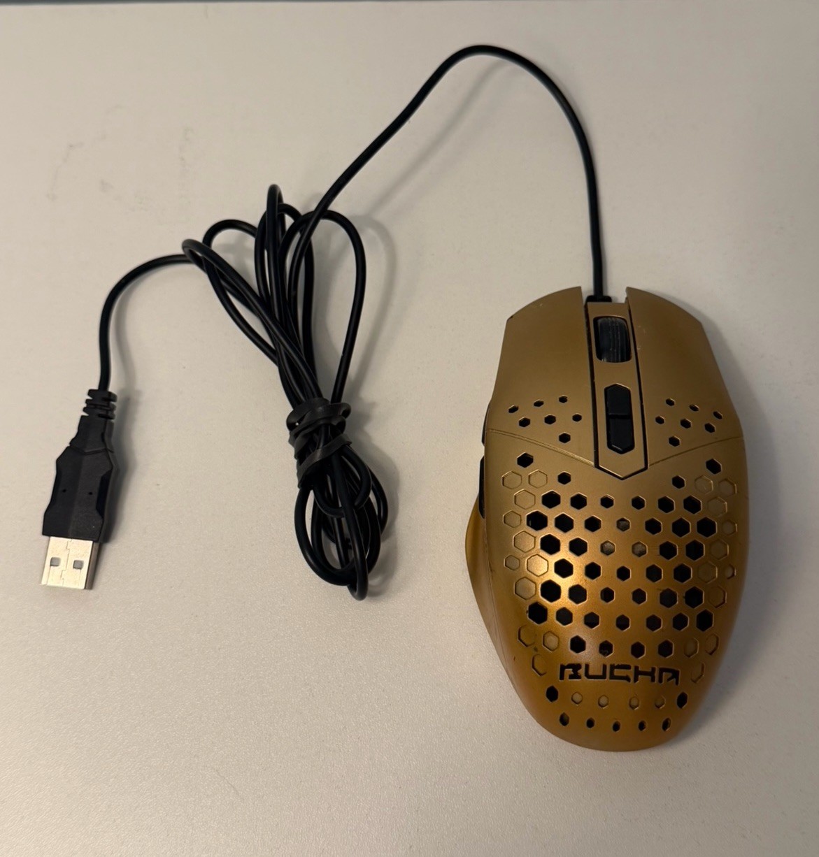 Bugha LED Gaming Mouse Gold Limited Edition ZE080122 Honeycomb Wired 5ft Long