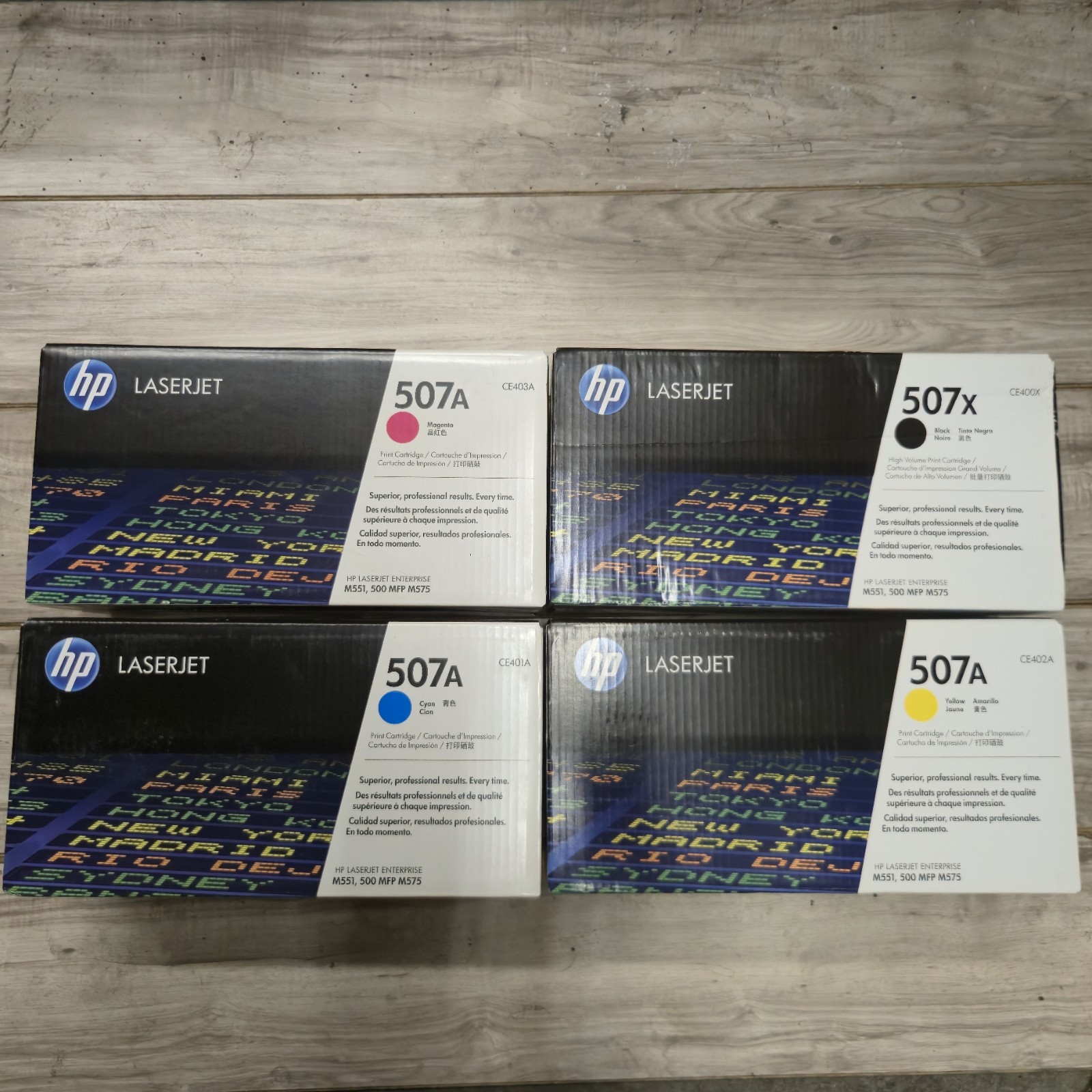 Genuine HP 507A 4 Set LaserJet Toner Cartridges CE400X CE401A CE402A CE403A New