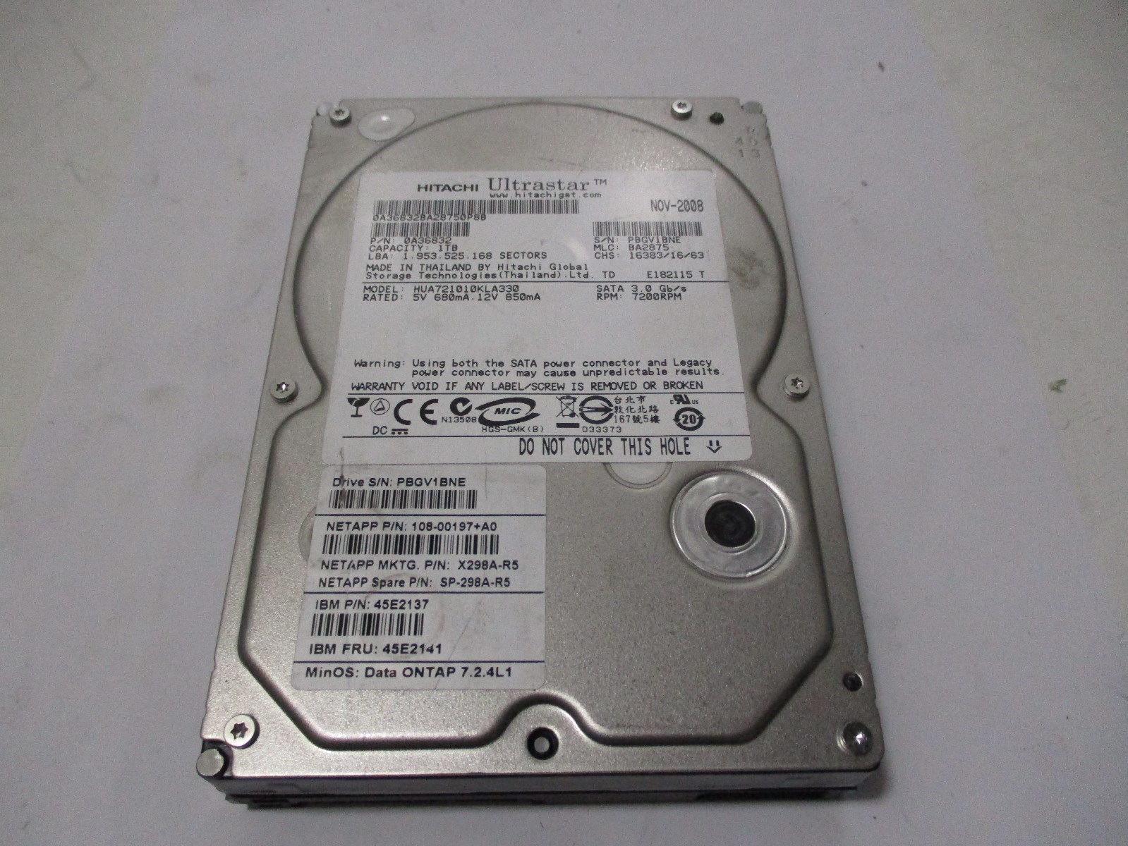 NETAPP/IBM/HITACHI 108-00197+A0/X298A-R5/45E2141 HUA721010KLA330/0A36832 