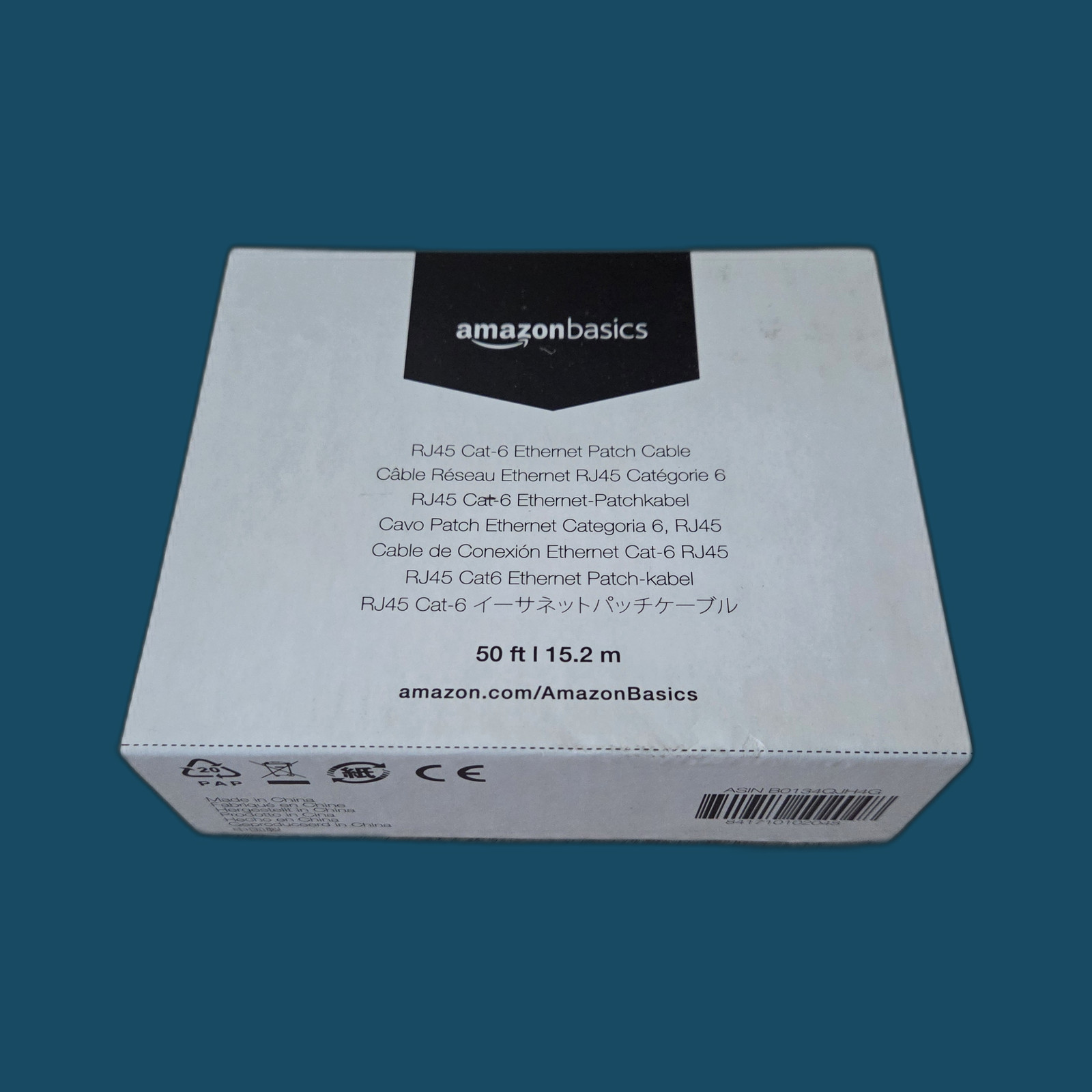 Amazon Basics RJ45 Cat6 Ethernet Patch Cable 50 ft 15.2m Black