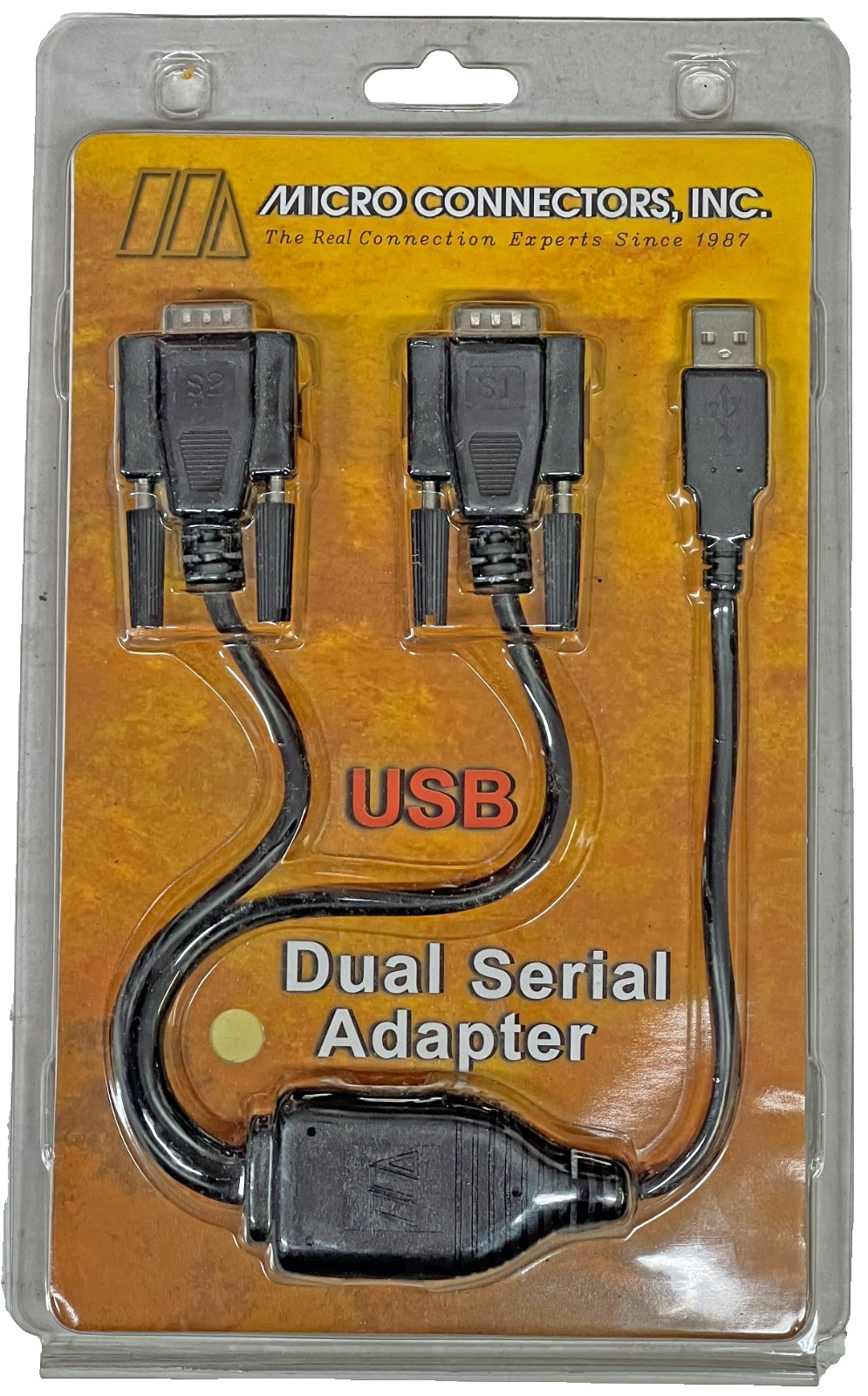New Micro Connectors USB 2.0 USB-A to Dual DB9 Serial Adapter E07-162 