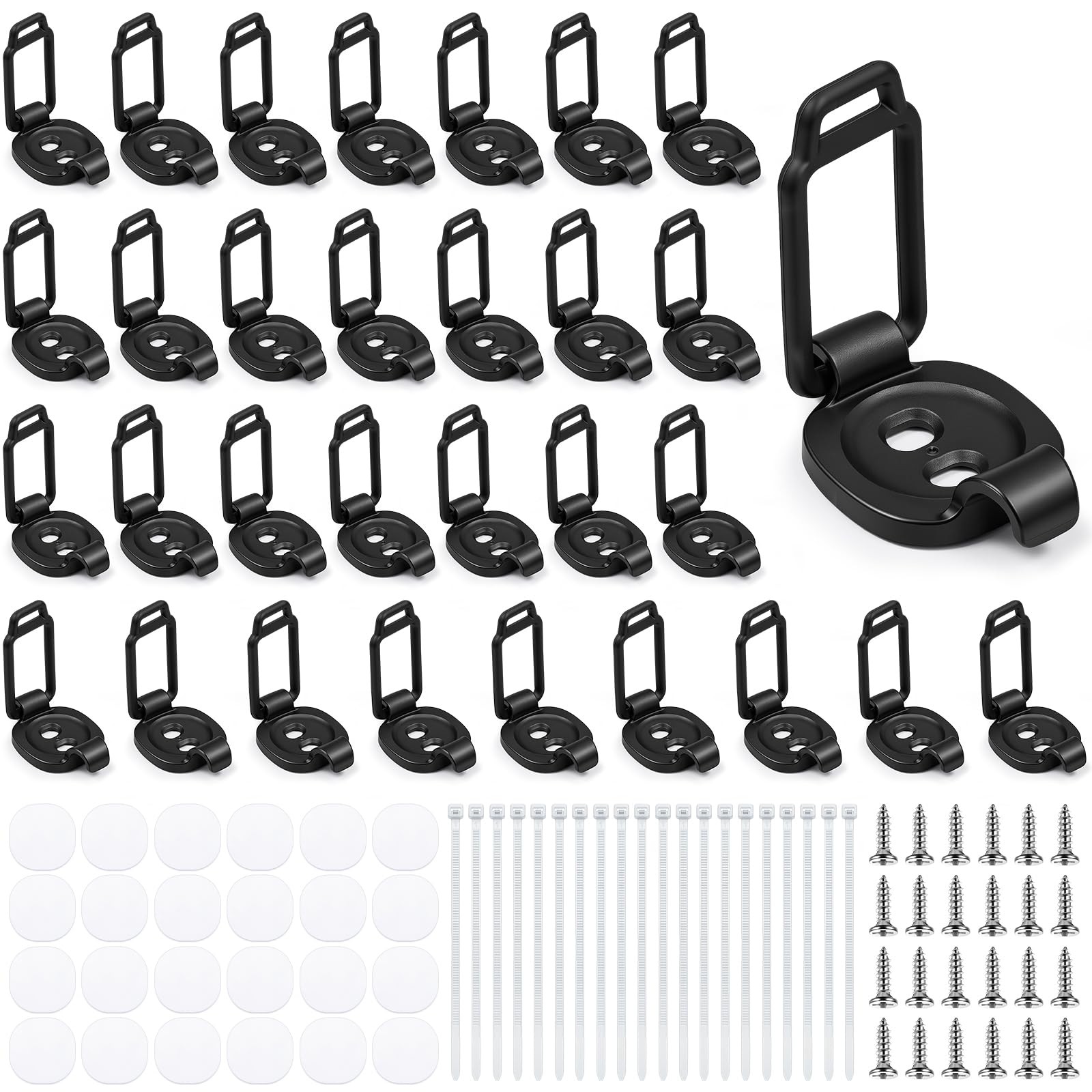 30 Pack Adjustable Elastic Adhesive Cable Clip Wire Holder Cord Organizer