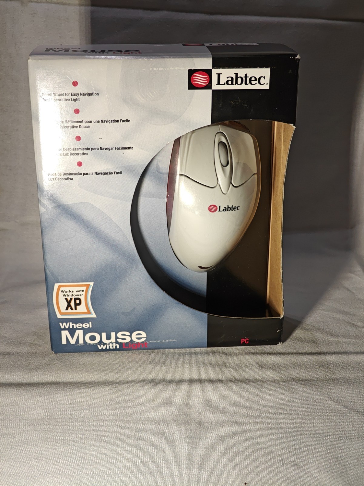 Labtec Wheel Mouse with Light Wired Optical Standard Mouse Scroll Wheel White