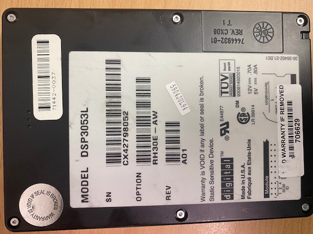 DSP3053L DEC / DIGITAL 535MB 3.5INCH 50 PIN SCSI RH30E-AW REV A01