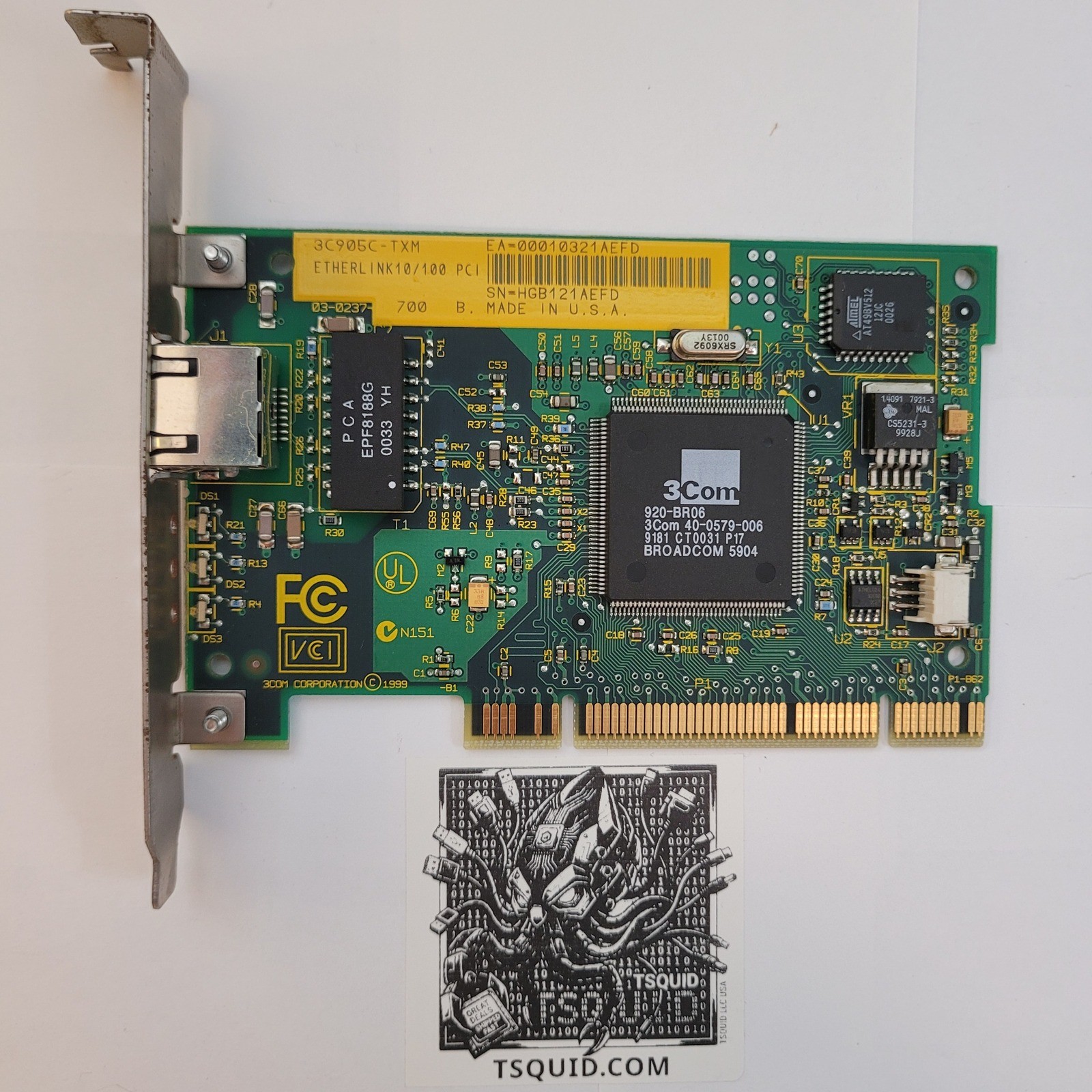 3Com Network Interface Card 3C905C-TXM EtherLink 10/100 PCI RJ45 074UMJ