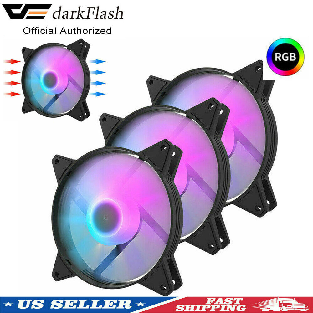3Pack Computer Case Fan 120mm 4 Pin RGB LED CPU PC Air Cooling Light Game Fans