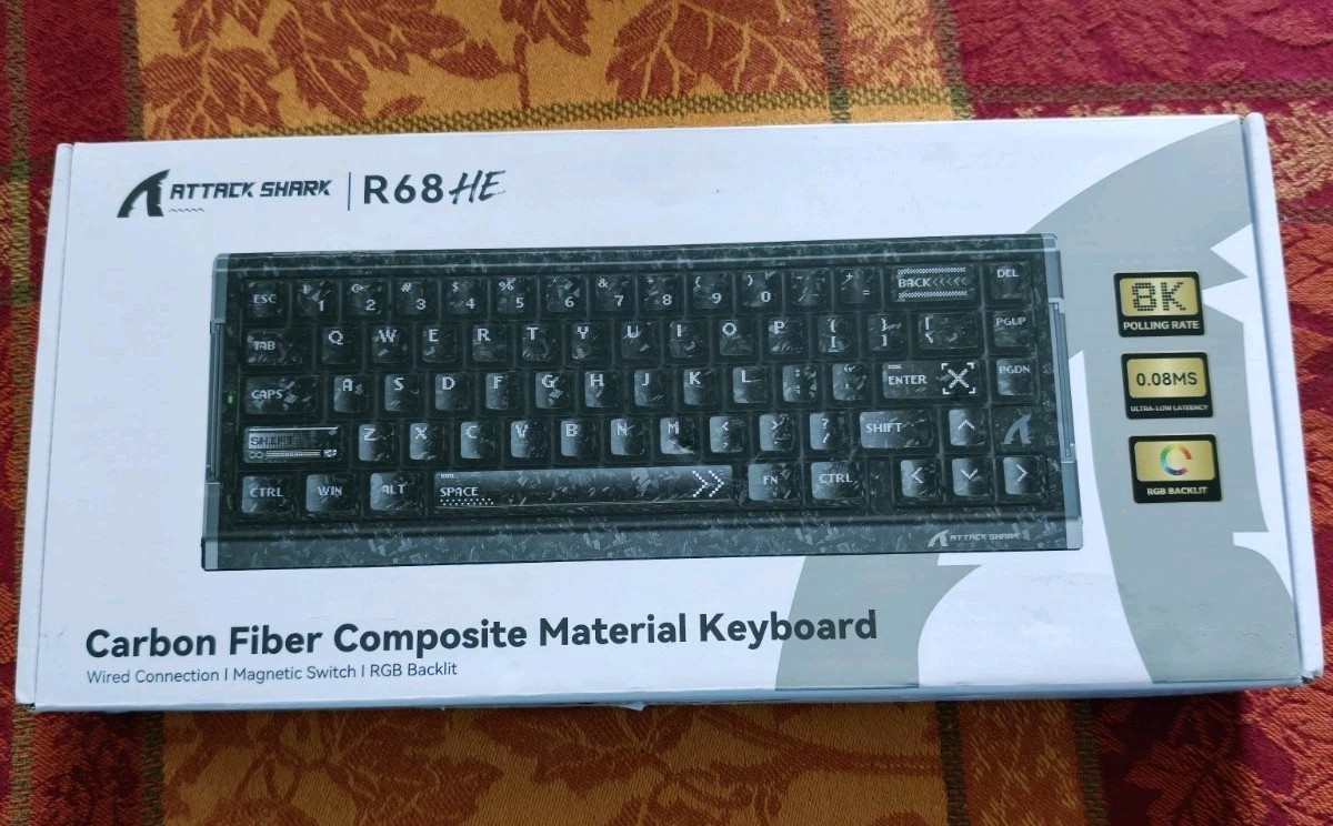 ATTACK SHARK R68 HE Wired Gaming Keyboard - 8KHz RGB Magnetic HE Switch Rapid Tr
