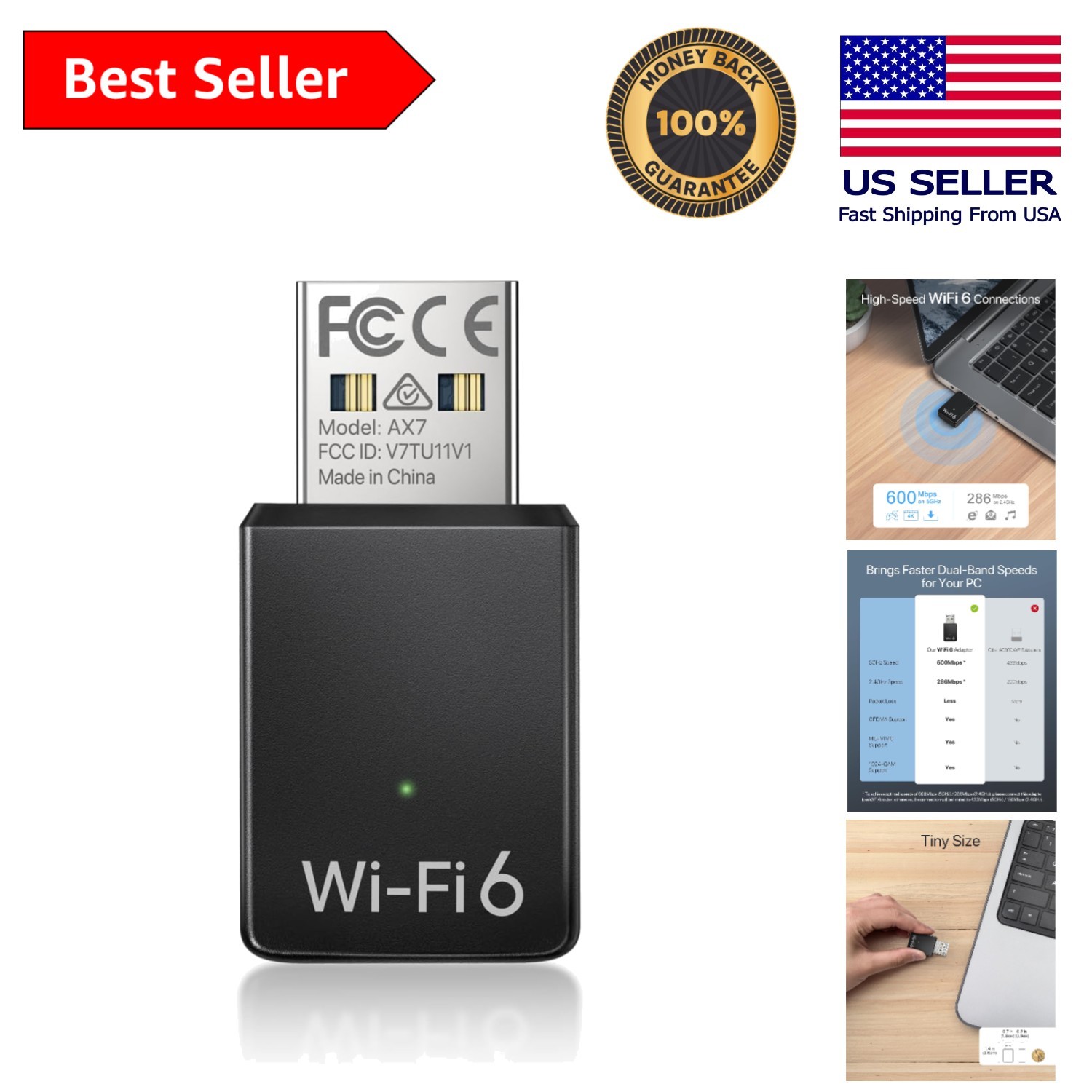Easily Enhance Your PC with AX900 Mini WiFi Adapter - 600Mbps + 286Mbps