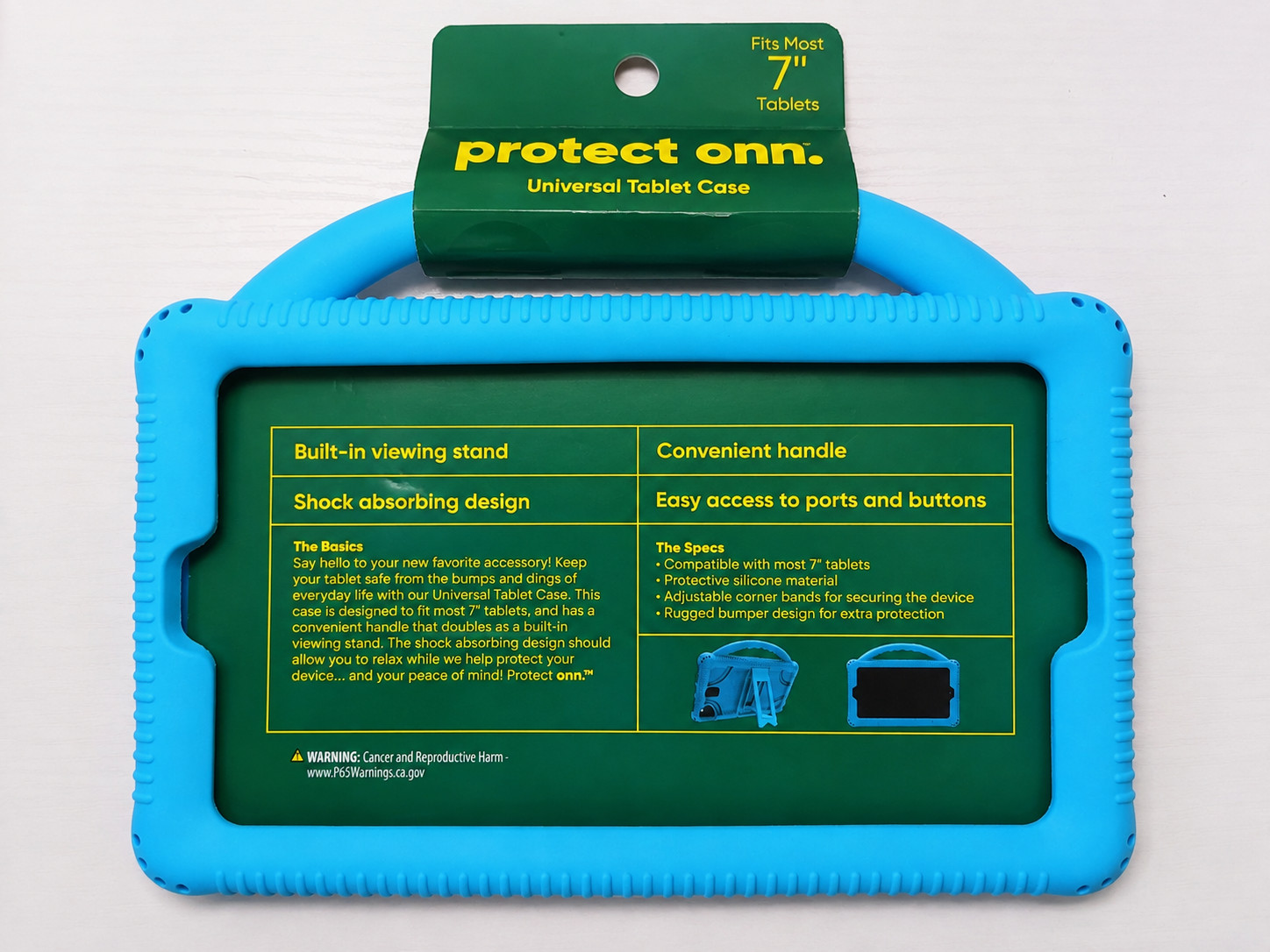 Protect onn. Universal Tablet Case Fits Most 7" Tablets Blue Handle Stand NEW