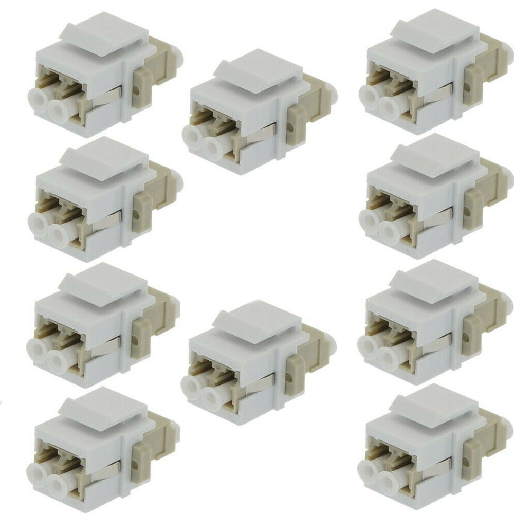 10x LC/UPC  Keystone Duplex Multi Mode Fiber Optical Jack Insert Coupler Ivory