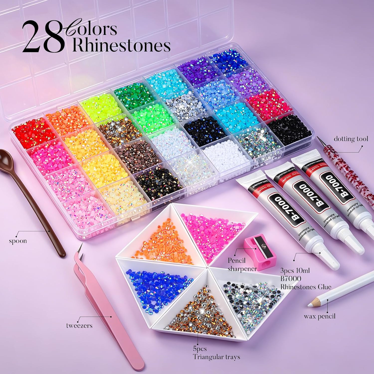 28 Colors Bedazzling Kit 30000 Flatback Rhinestones for Bedazzling