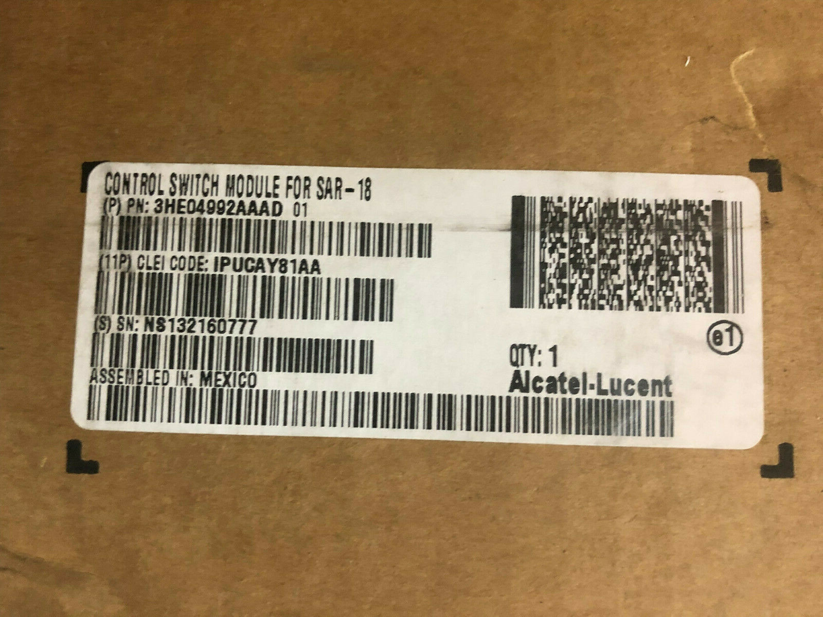 Alcatel-Lucent  3HE04992AA AD 01  Control Switch Module For SAR-18  IPUCAY81AA 