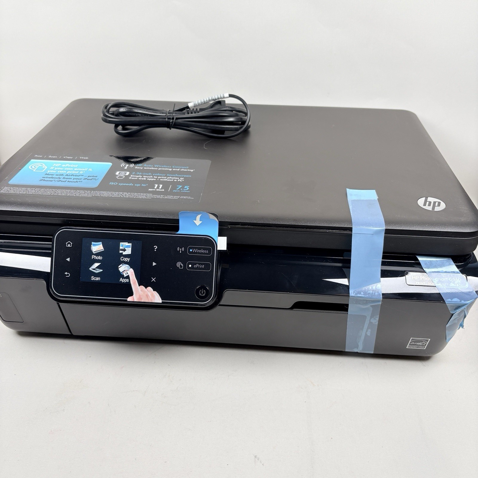 HP Photosmart 5510 All in One Photo Printer Wireless Black Scan Copy NEW NO_BOX