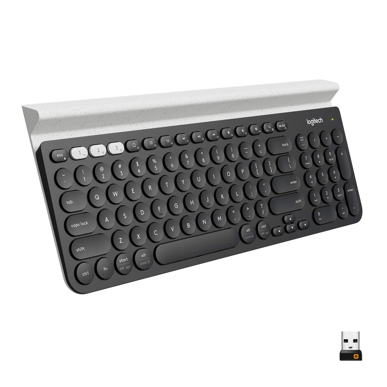 Multi Device Wireless Keyboard with Integrated Stand for PC Mac Tablet Smartp...