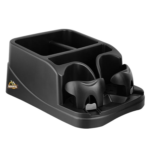 Armor All Car Console Organizer, Car Seat Organizer with 2 Adjustable Cup Hol...