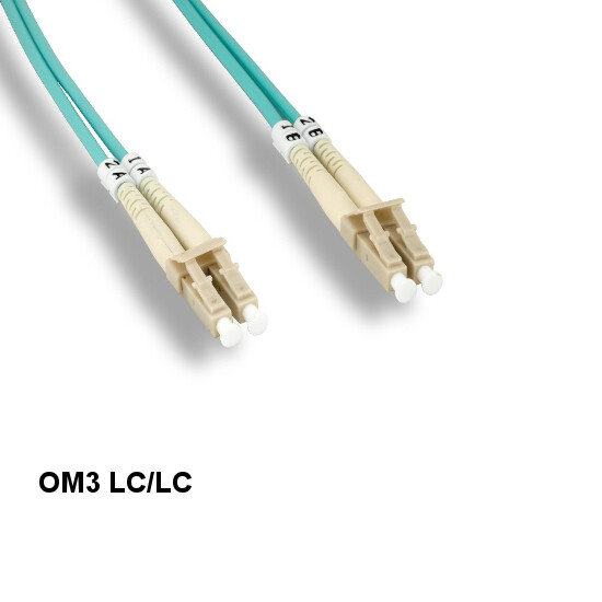 Kentek 6.56ft OM3 LC/LC 10Gb Multi-Mode Fiber Cable 50/125 Aqua Duplex OFNR