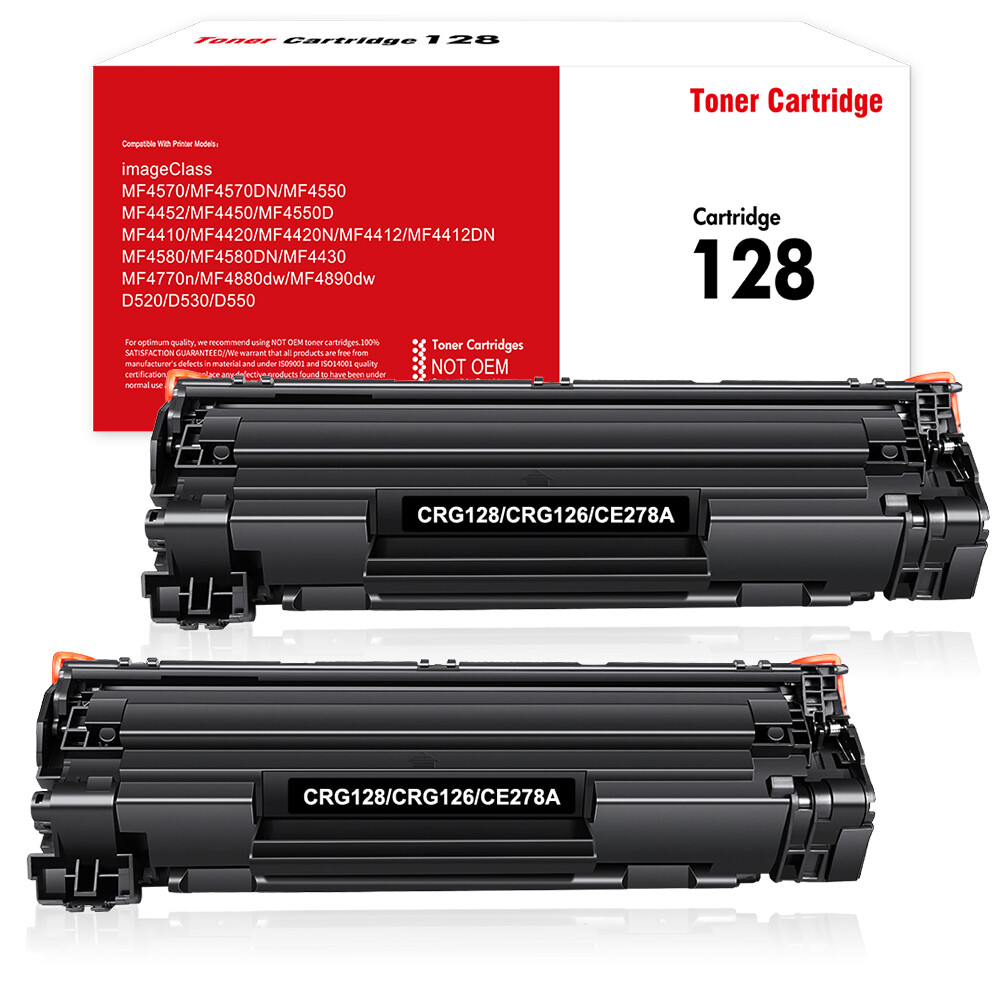 2 Pack Black Toner Cartridge For Canon 128 ImageClass D530 D550 MF4770n MF4880dw
