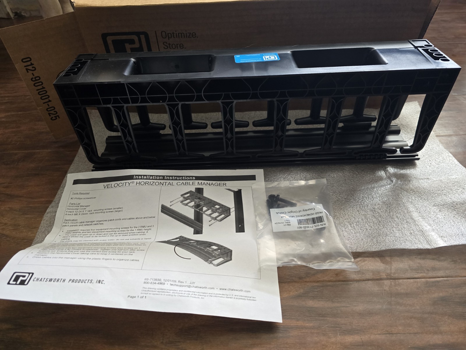 CPI Velocity Horizontal Cable Manager 13930-702