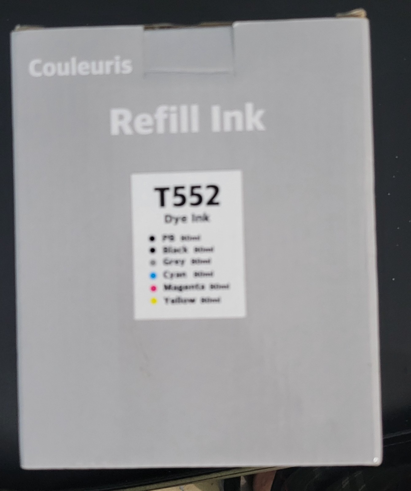 Couleuris T552 Inkjet Refill Bottle Set Black Gray Cyan Magenta Yellow 80ml