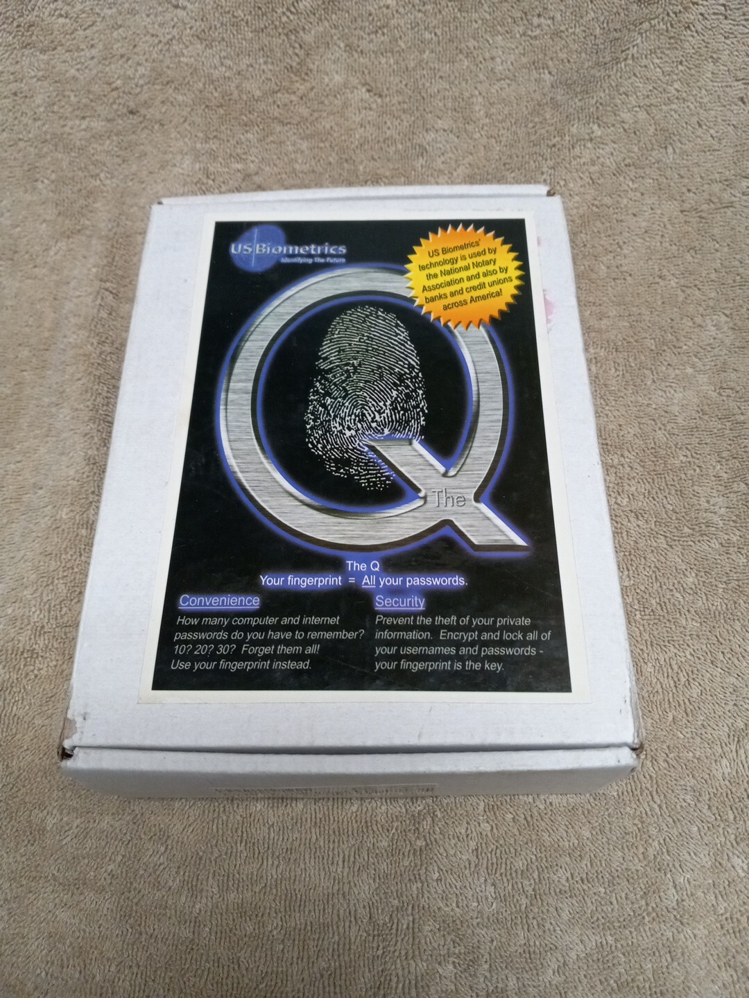 NEW UNUSED - US Biometrics The Q Fingerprint Scanner For All Your Passwords