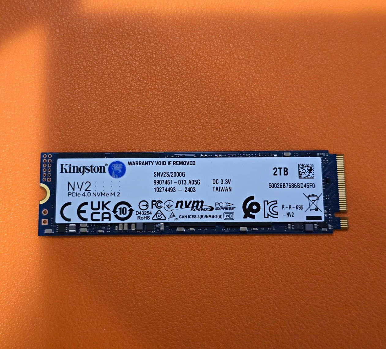 Kingston NV2 2TB M.2 NVMe PCIe 4.0 Internal SSD PC/Laptop SMART TRIM
