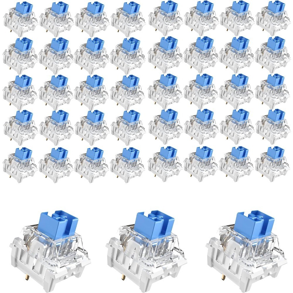 Zhouwang 45PCS Keyboard Clickers for 3D Prints,Blue Clicky Keyboard Switch 3-Pin