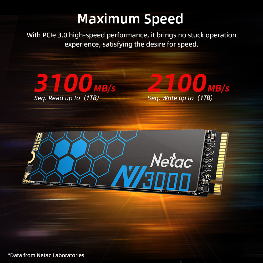 Netac Internal SSD 1TB Solid State Drive M.2 2280 PCIe3.0 Gen 3 x4 NVMe 3100MB/s