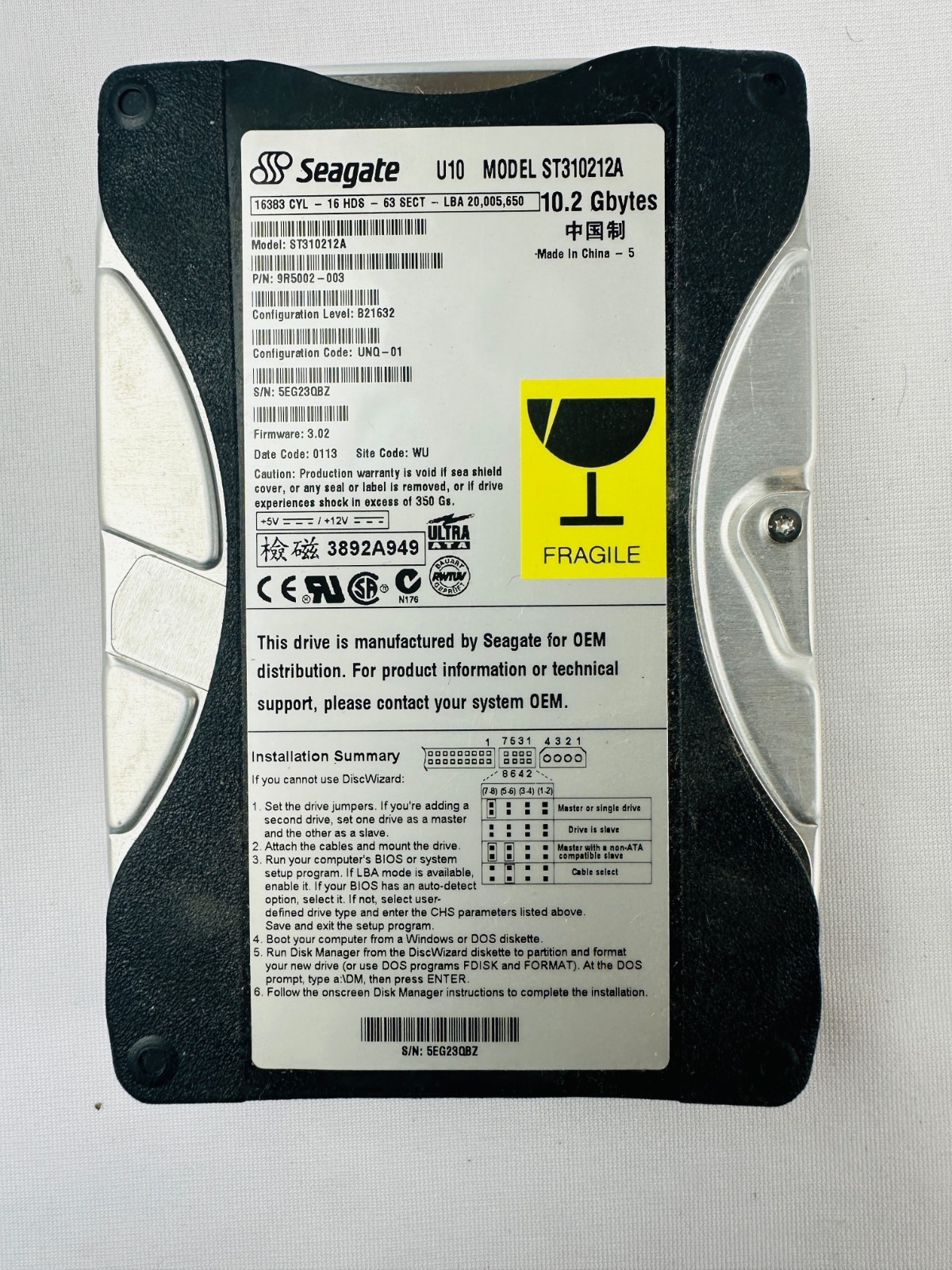 Seagate 9R5002-003 ST310212A Hard Disk Drive