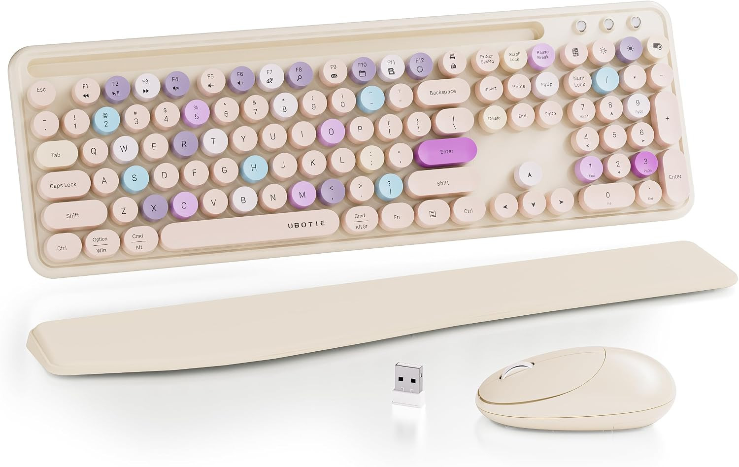 UBOTIE Ergonomic Wireless Keyboard and Mouse Combo with Phone Holder Wrist Rest,