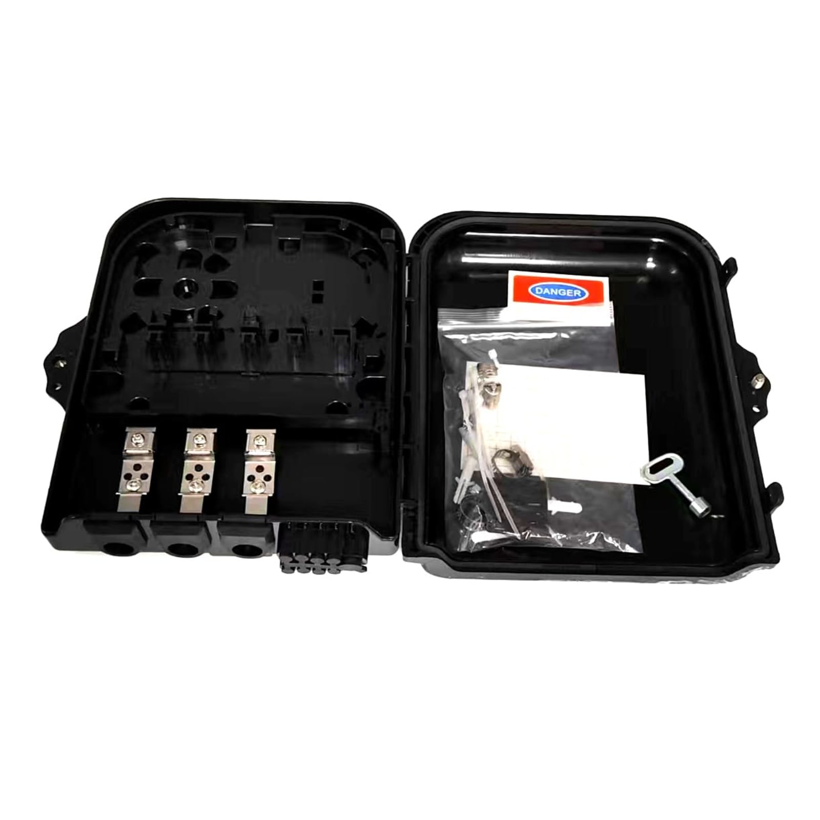 Duogalia 8 Port FTTH Fiber Distribution Terminal Box IP65 Black Wall Mount
