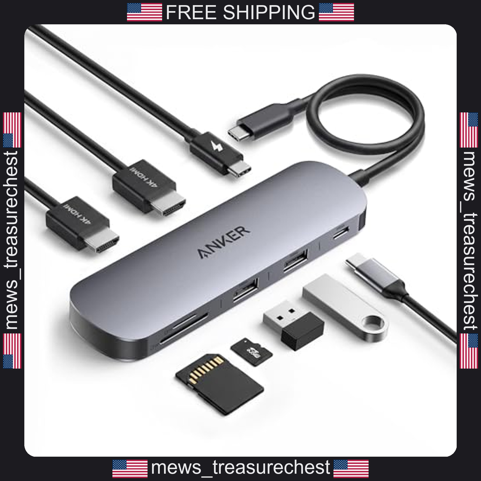 Anker USB-C Hub 8-in-1 Dual Monitor Docking Station for Windows