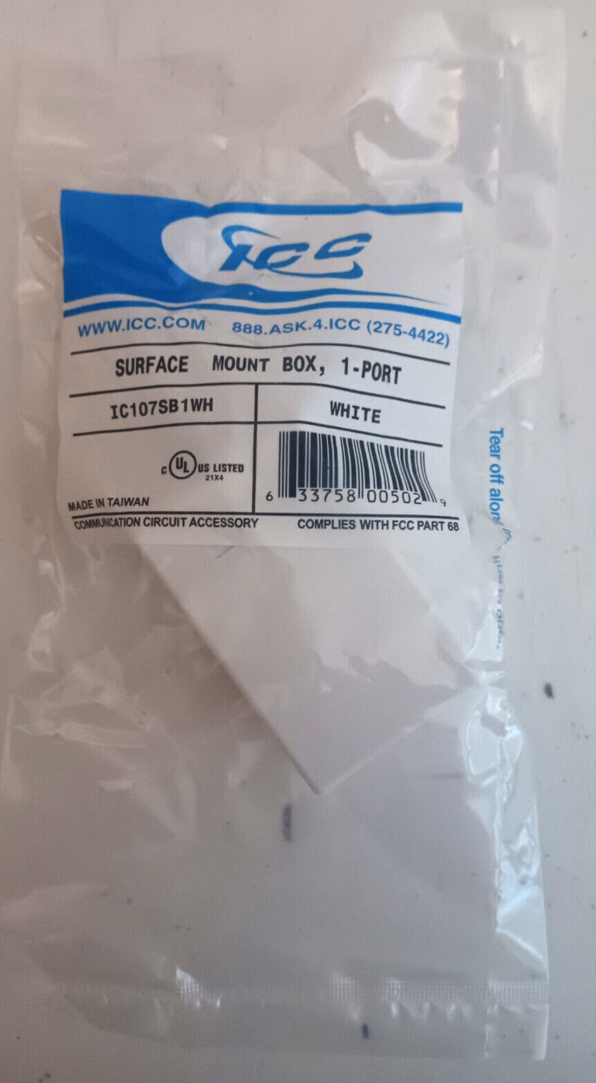 ICC Surface Mount Box with 1 Port, White- QTY 7